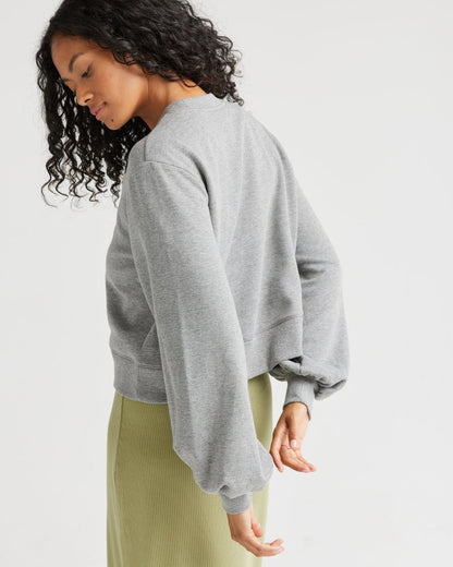 Recycled Fleece Cropped Sweatshirt - Heather Grey