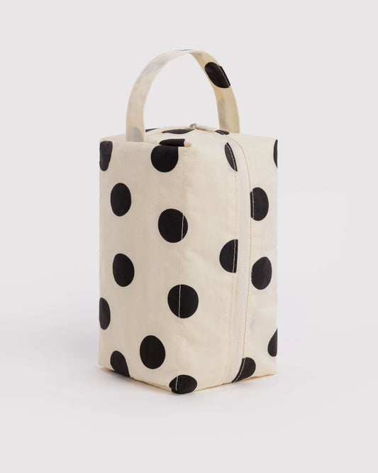 Dopp Kit - Cream & Black Polka Dot