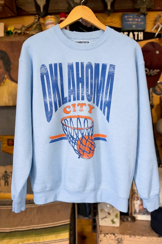 OKC Established Date Thrifted Sweatshirt - Light Blue