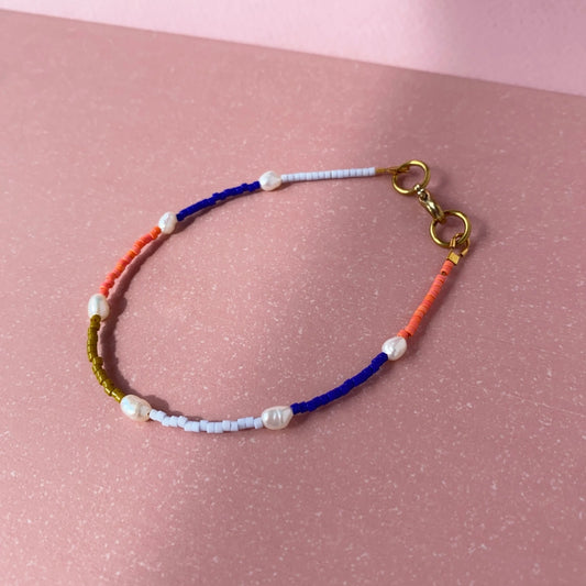 Node Bracelet - Cobalt Blue and Coral