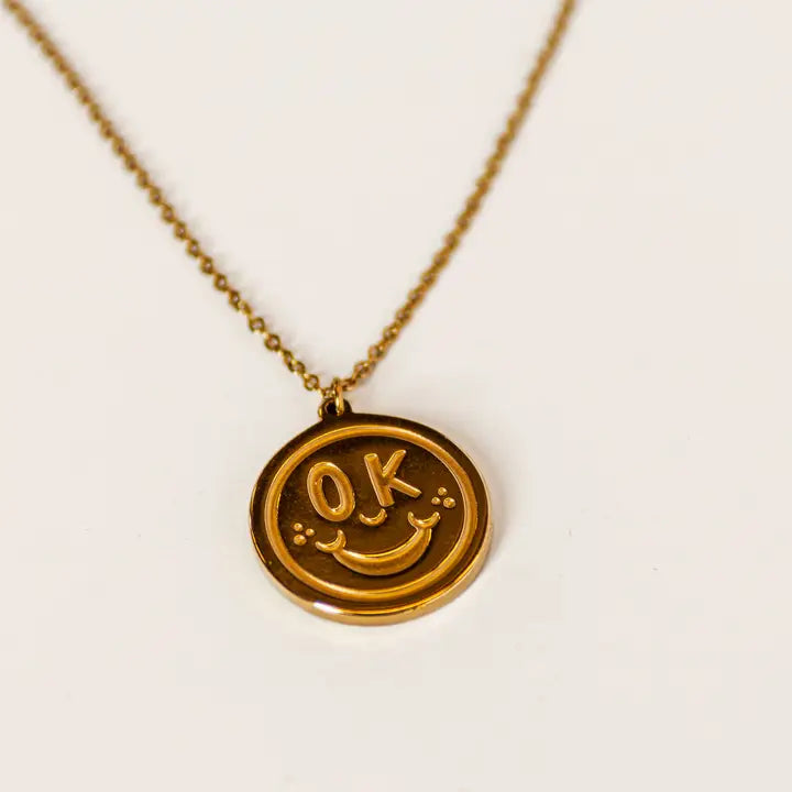 A-OK Smiley Necklace - Gold