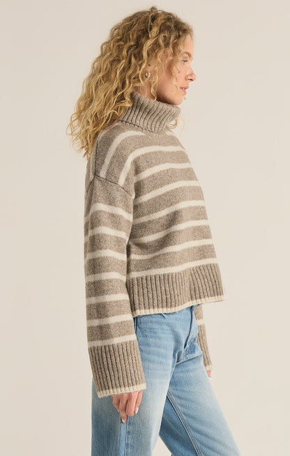 Josephine Stripe Sweater - Heather Taupe