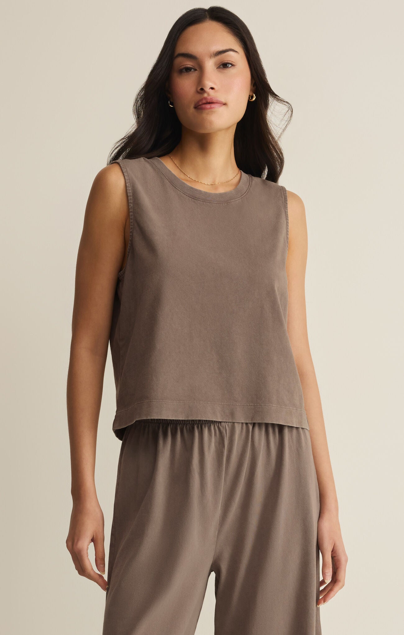 Sloane Jersey Muscle Tank - Perfectly Taupe