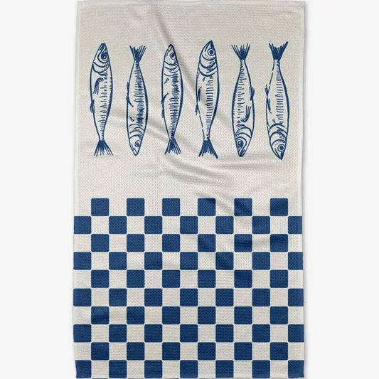Tea Towel - Sardine Check Blue