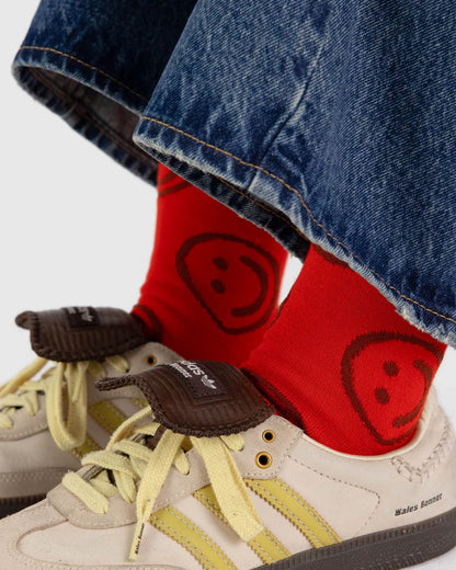 Crew Sock - Red Happy