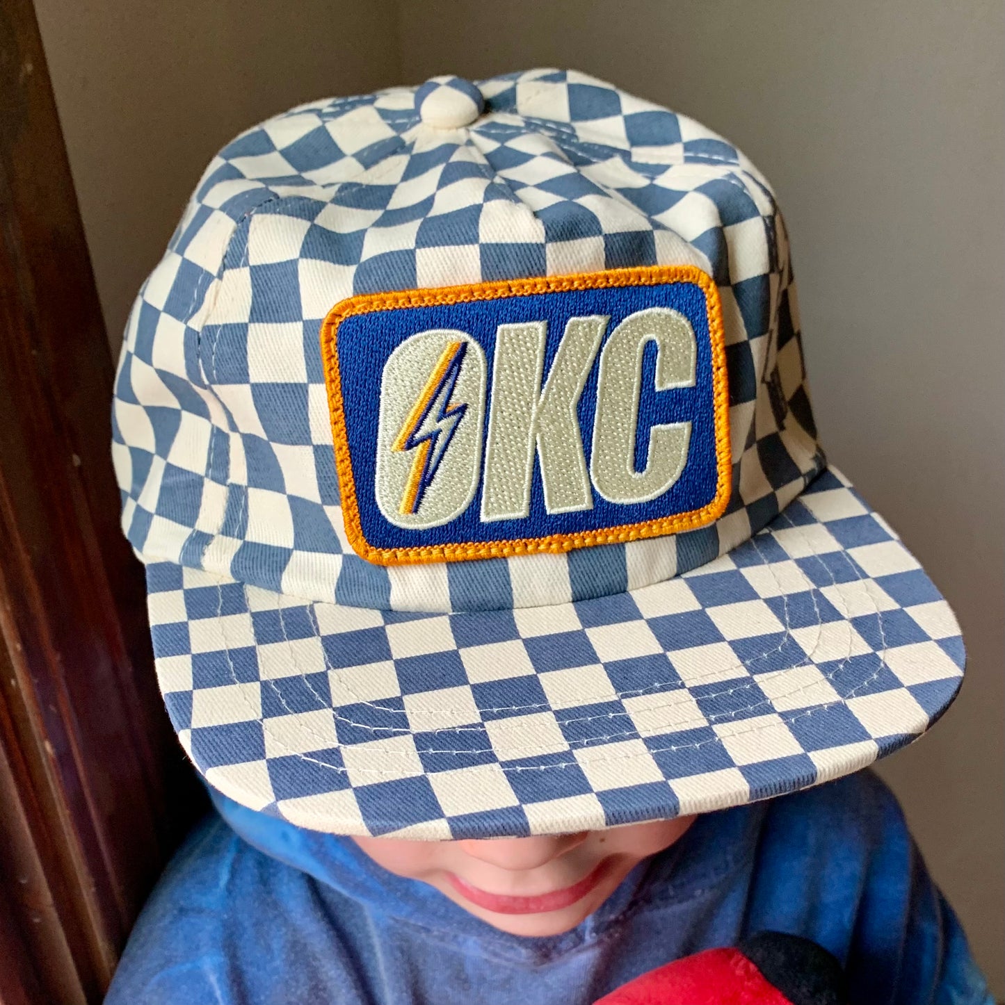 Youth OKC Bolt Hat - Blue Checker