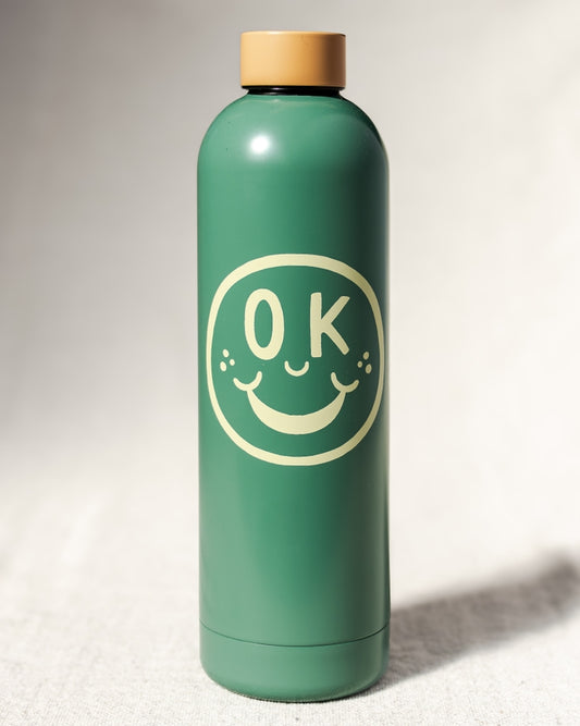 A-Ok Smiley Water Bottle 25oz - Green