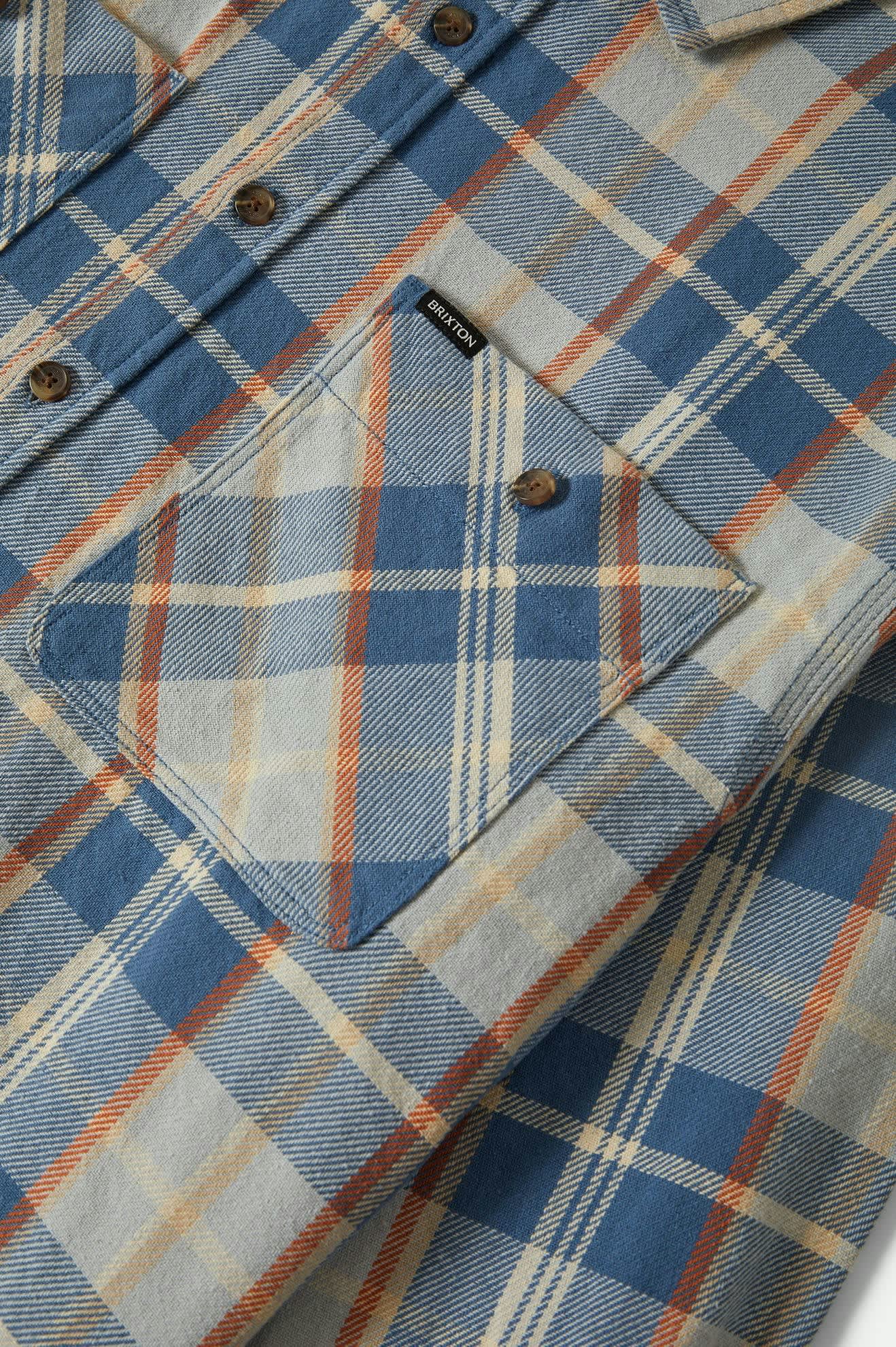 Vintage Wash Flannel - Blue/Orange