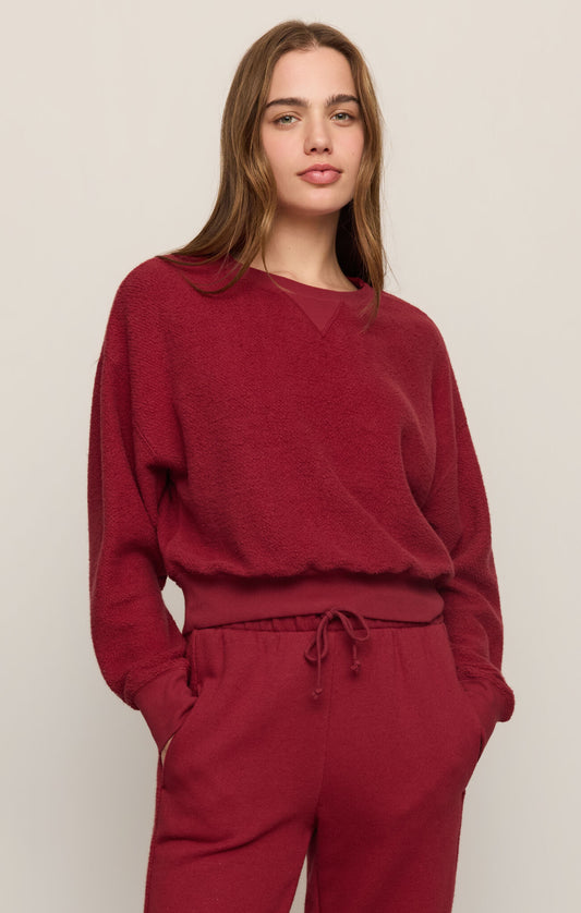 Clubhouse Textured Sweatshirt - Red Dahlia