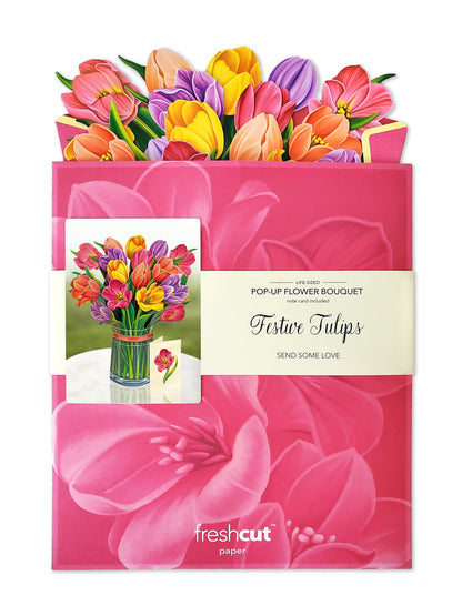 Festive Tulips 3D Pop Up Bouquet