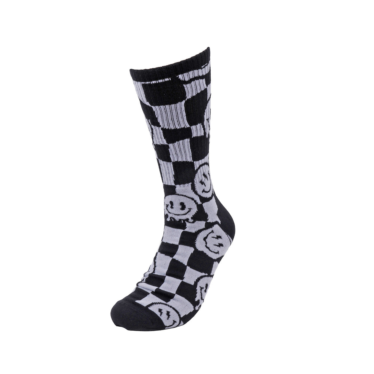 Smiley Checkerboard Socks - Black
