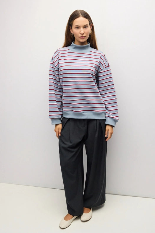 The Charlie Sweater - Blue/Burgundy/White