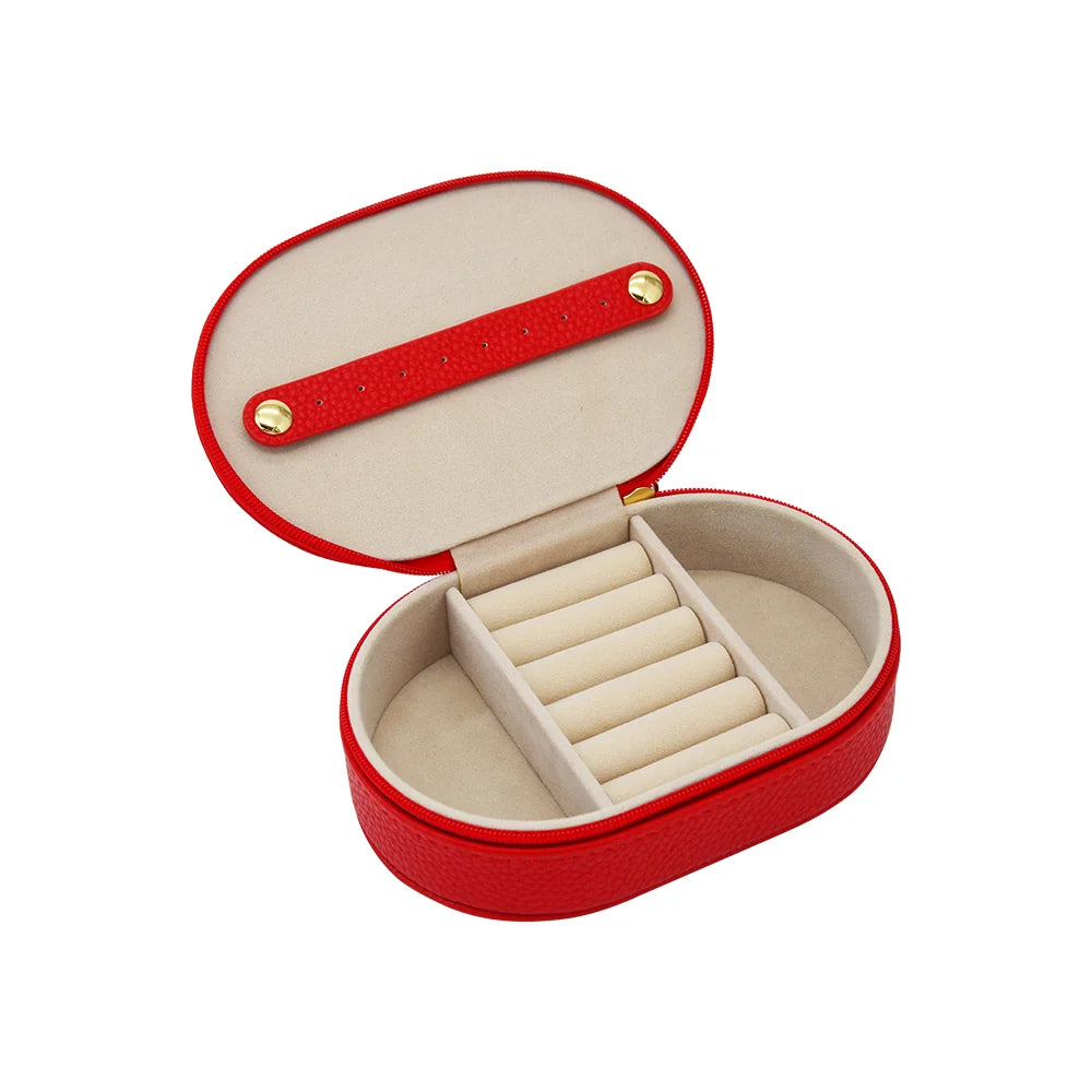 Leah Oval Travel Jewelry Case - Orange