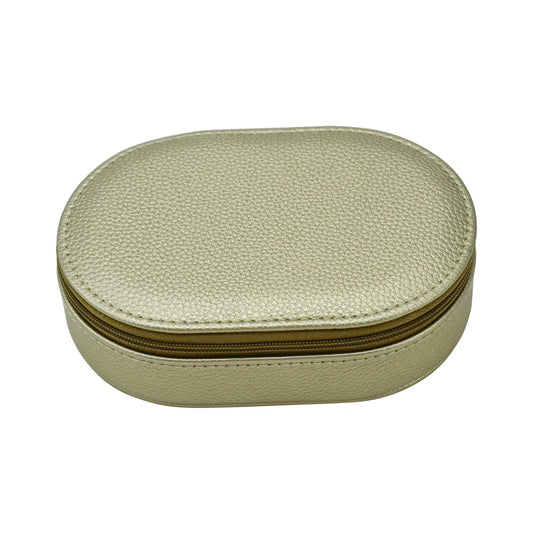 Leah Oval Travel Jewelry Case - Gold