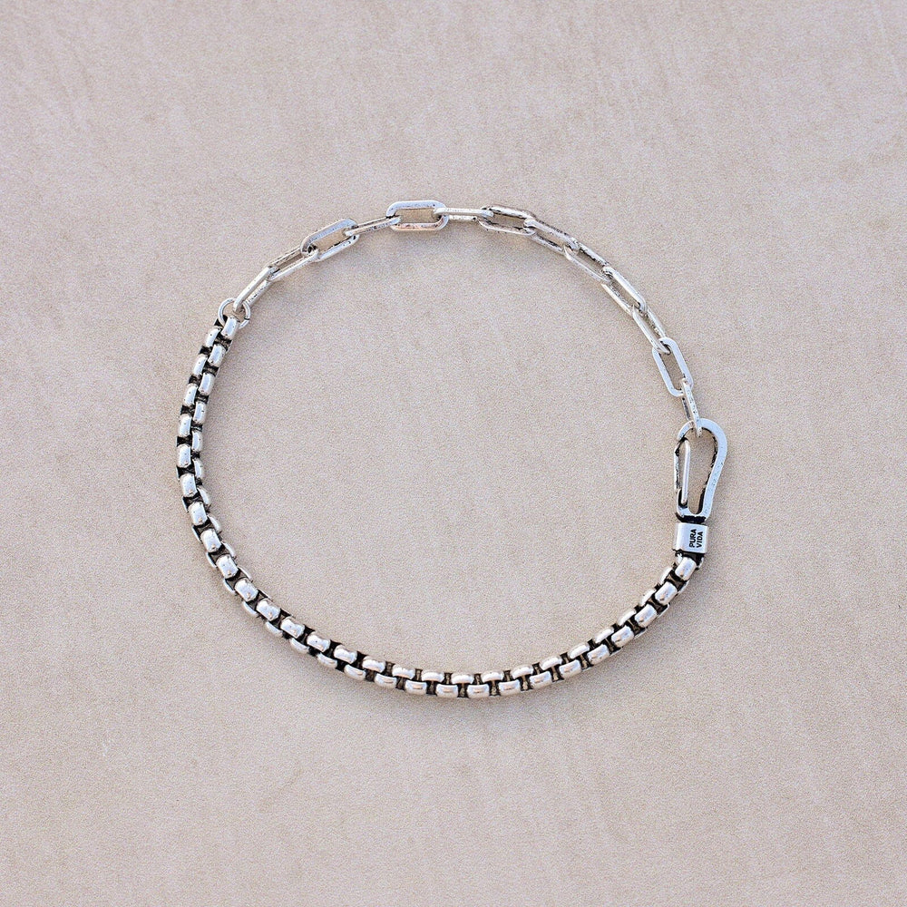 Carabiner Clasp Chain Bracelet - Silver