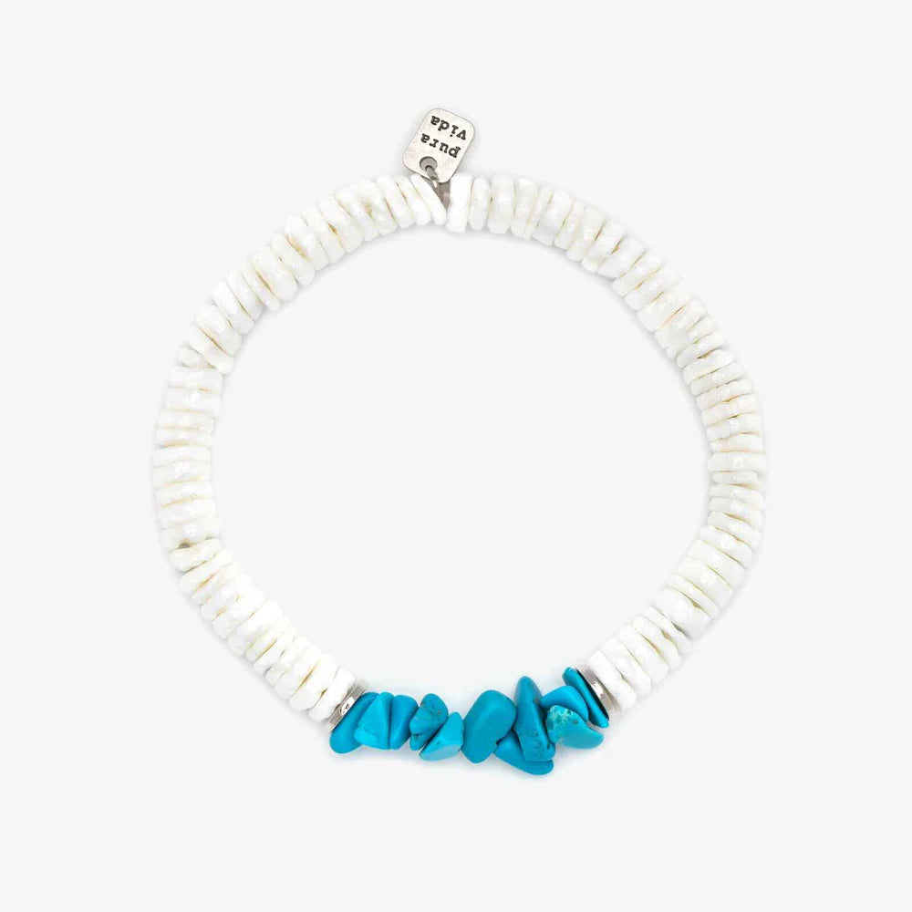 Puka Shell Turquoise Stretch Bracelet