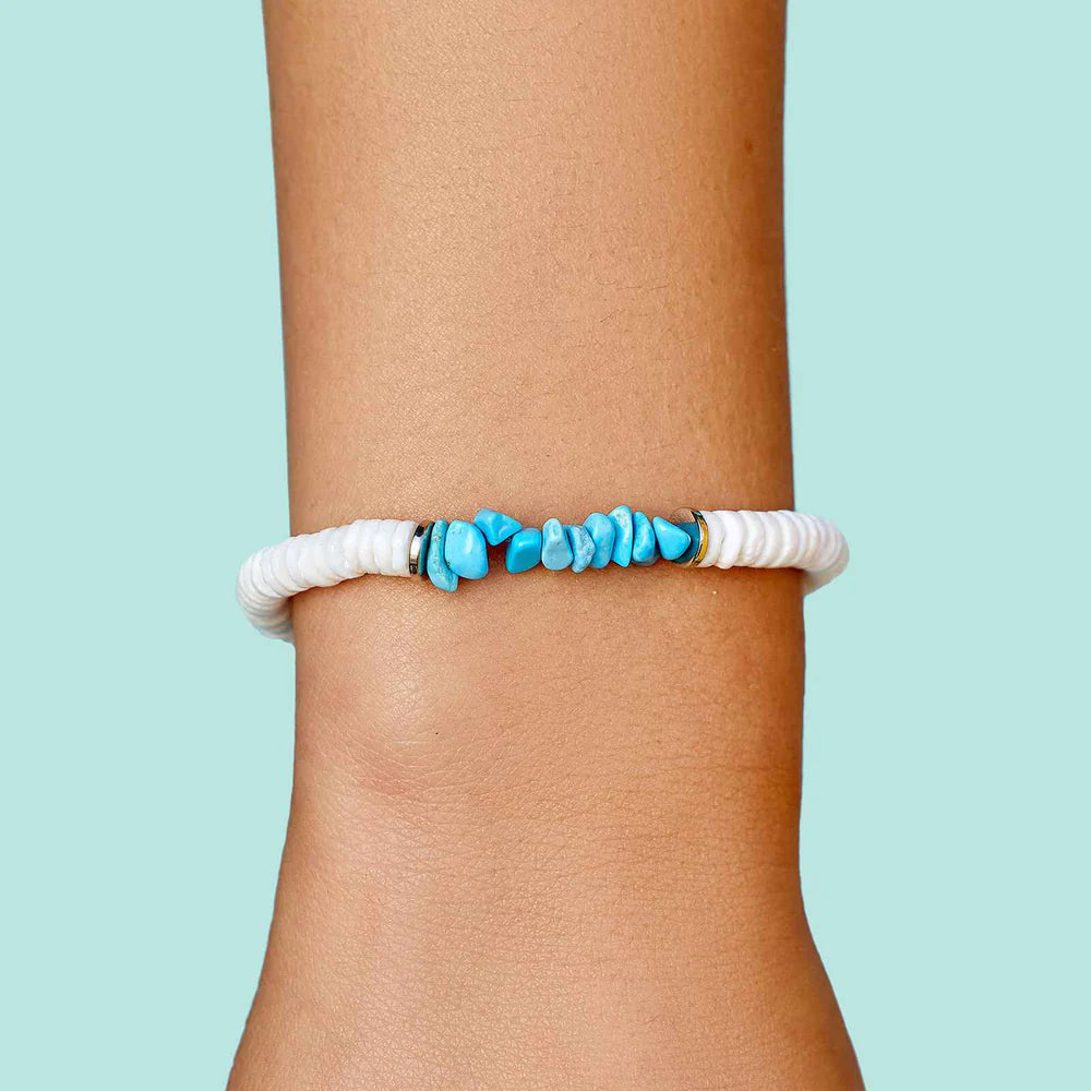 Puka Shell Turquoise Stretch Bracelet
