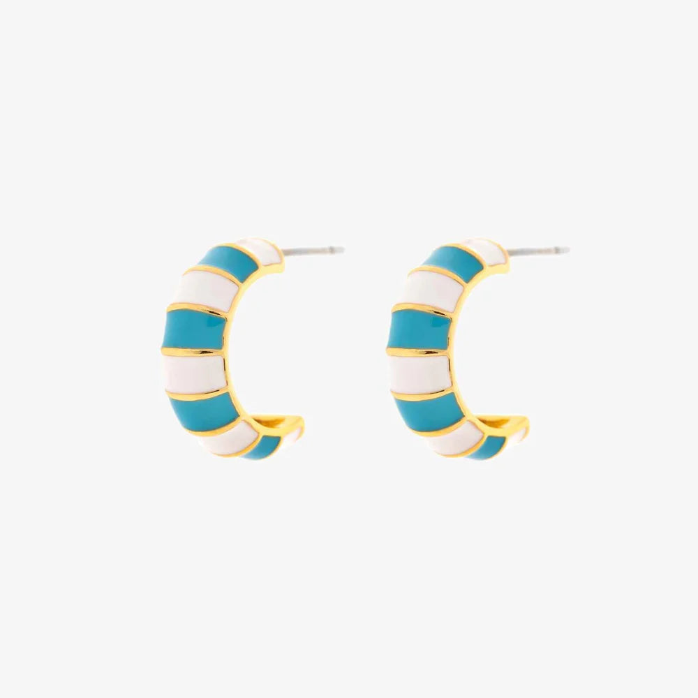 Striped Enamel Gold Hoop Earrings