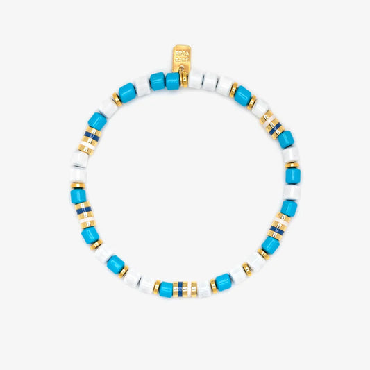World Water Day Mixed Bead Stretch Bracelet - Gold