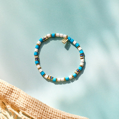 World Water Day Mixed Bead Stretch Bracelet - Gold