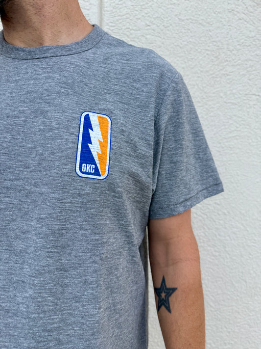Front & Back OKC Thunder Bolt Tee - Oyster