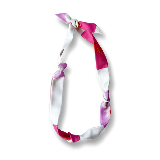 Silk Scarf Necklace - Floral Blocked