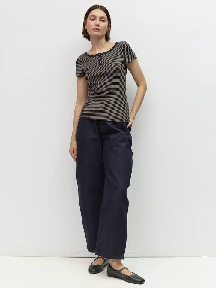 The Britney Top - Navy/Taupe