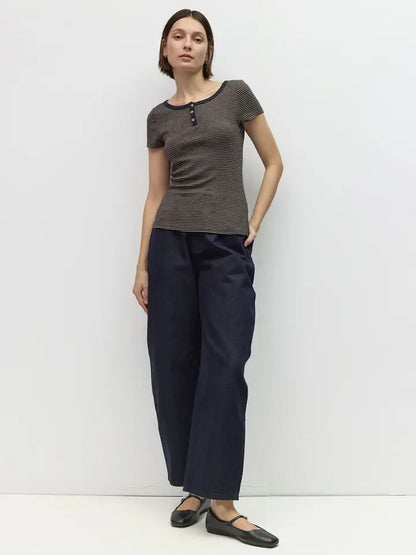 The Britney Top - Navy/Taupe