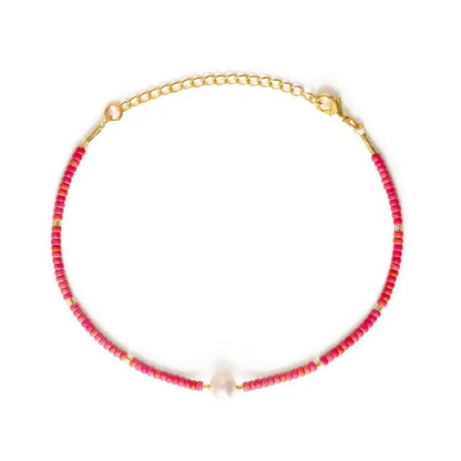 Pearl Miyuki Bead Friendship Bracelet - Rainbow Coral