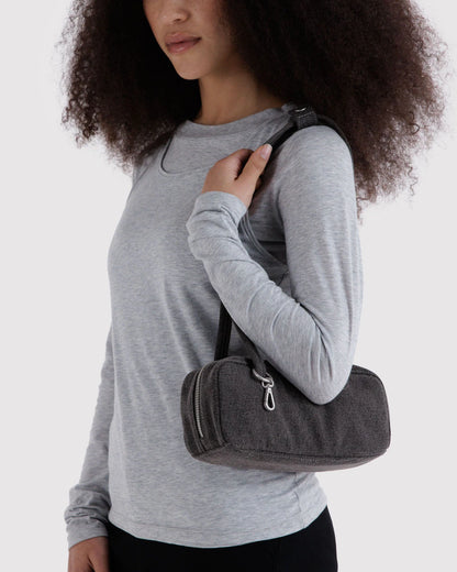 Small Denim Bowler Bag - Washed Black