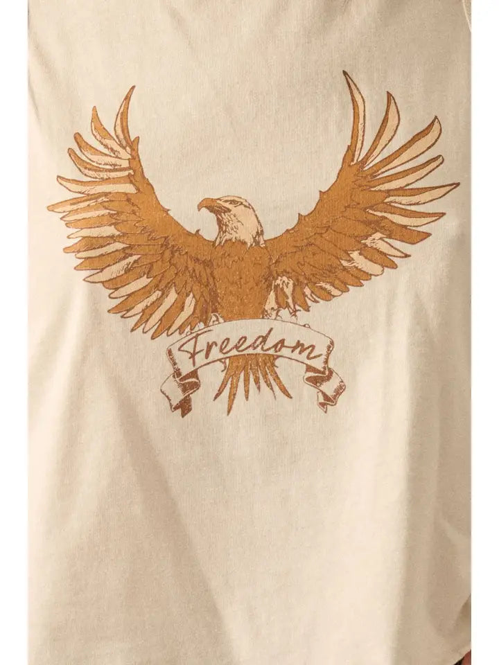 Freedom Flying Eagle Vintage-Wash Tank Top - White Smoke