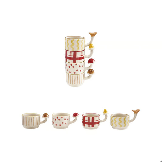 Stoneware Mug W Pattern & Mushroom Asstd.