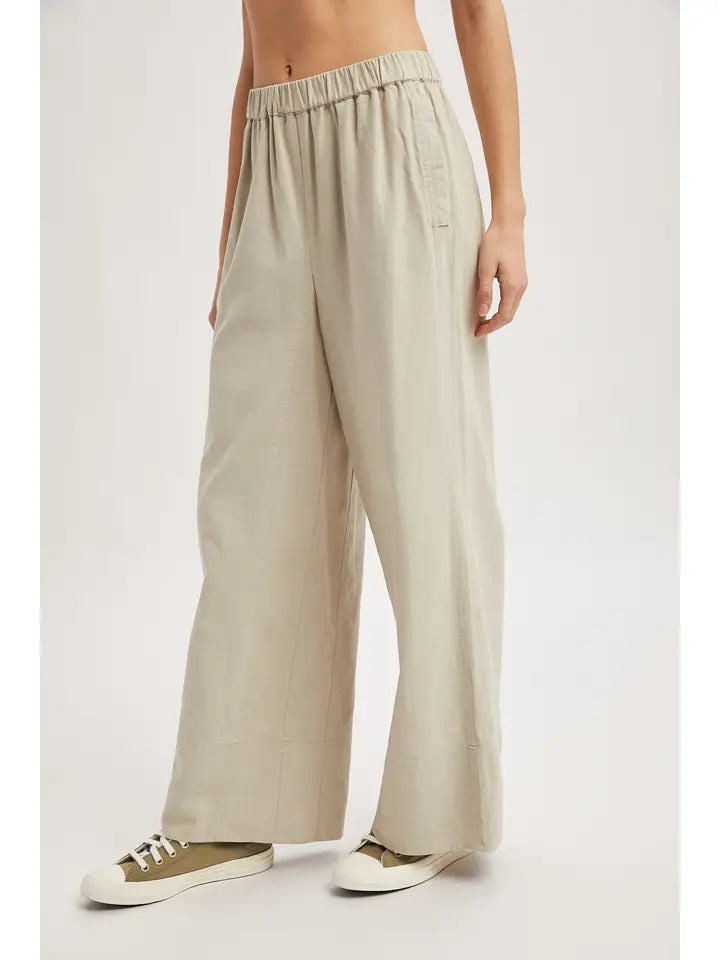 Wide Leg Pull-On Pant - Stone