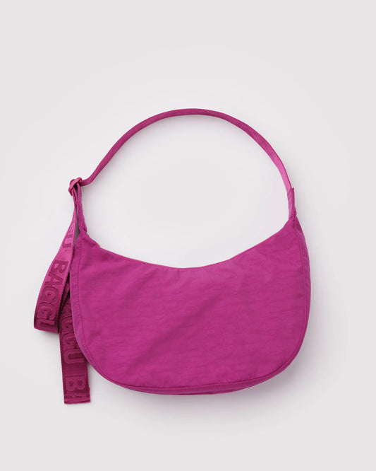Medium Nylon Crescent Bag - Deep Fuschia