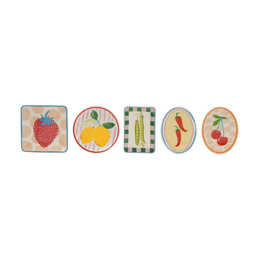 Stoneware Dish W Fruit/Vegetable Image Asstd.
