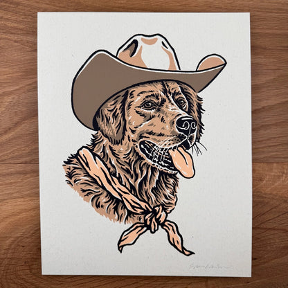 Golden Retriever Cowdog -Signed 8x10in Silkscreen Print