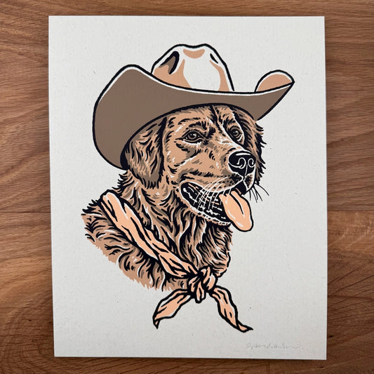 Golden Retriever Cowdog -Signed 8x10in Silkscreen Print