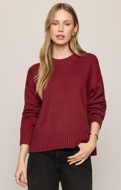Cloud Spun Shaped Crew Sweater - Red Dahlia