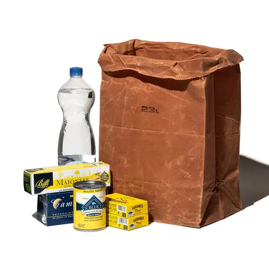 Waxed Cotton Grocery Bag - 23L Brown