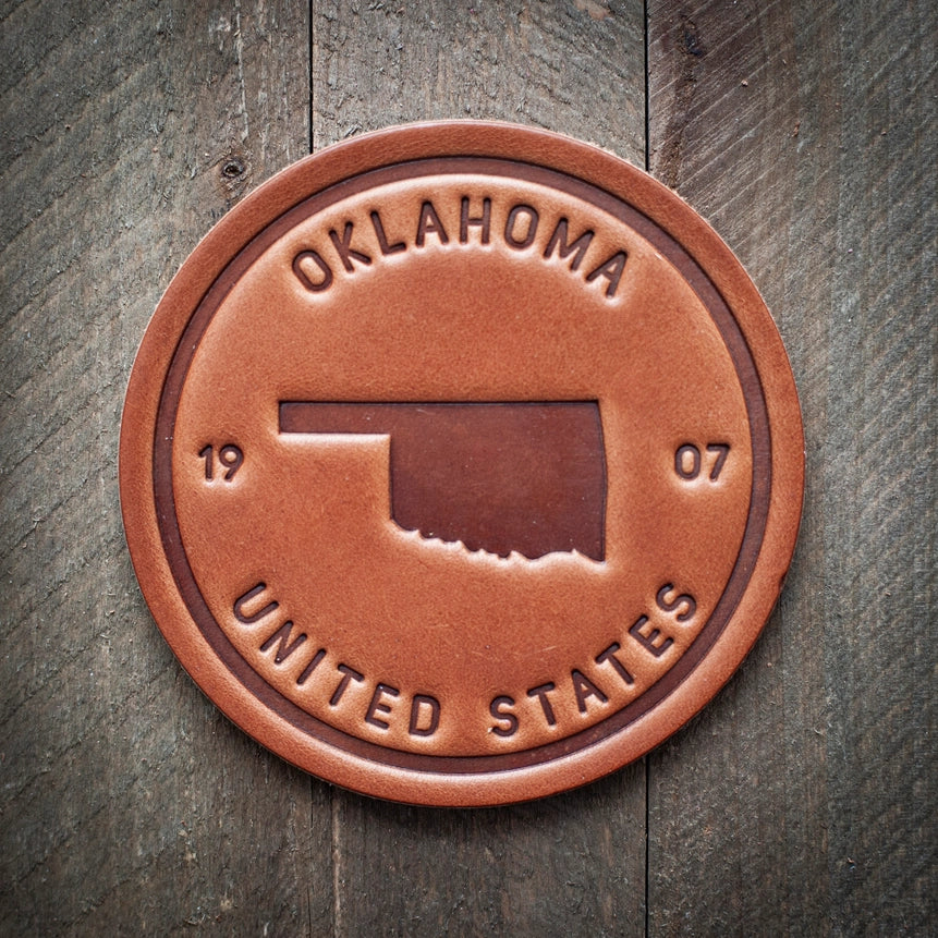 Oklahoma State Silhouette Leather Coaster