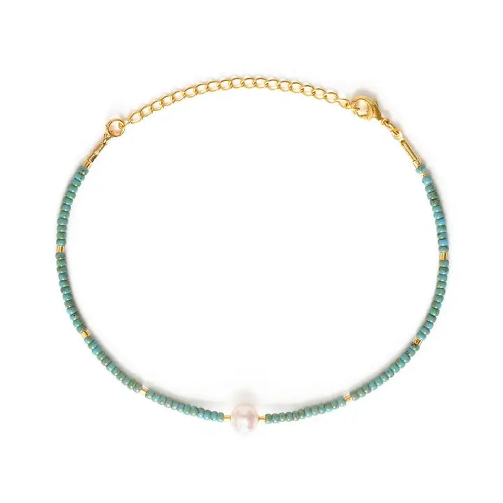 Pearl Miyuki Bead Friendship Bracelet - Blue Picasso