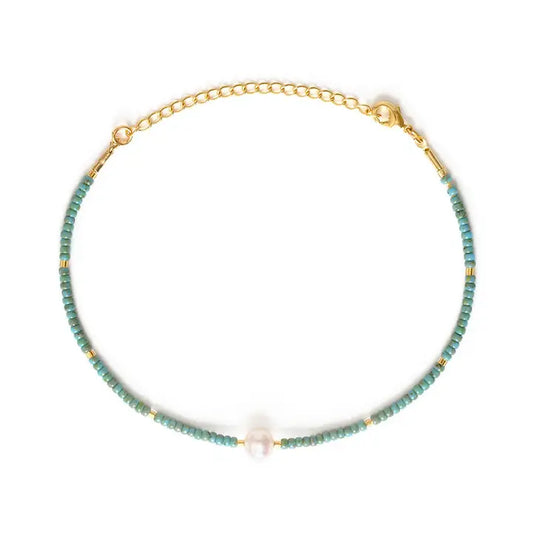 Pearl Miyuki Bead Friendship Bracelet - Blue Picasso