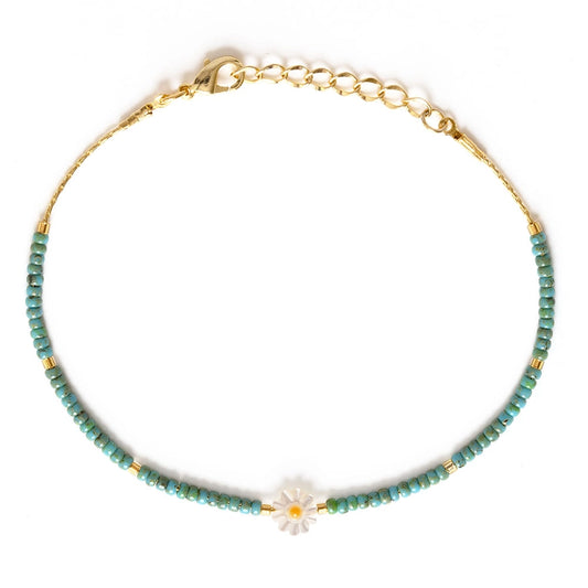 Daisy Miyuki Bead Friendship Bracelet - Blue Picasso