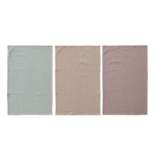 Woven Cotton Striped Tea Towel, Asstd.
