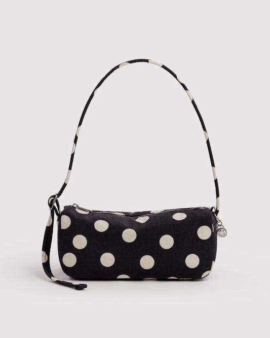 Nylon Loaf Bag - Black & Cream Polka Dot