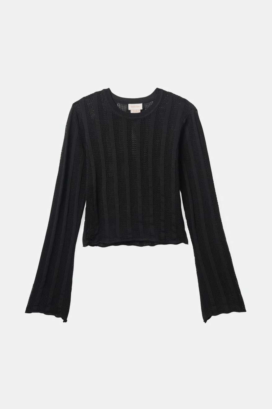 Sheer Knit Top L/S - Black