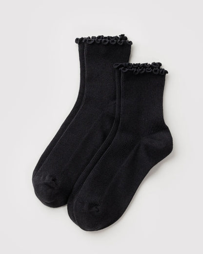 Lettuce Edge Sock Set of 2 - Black