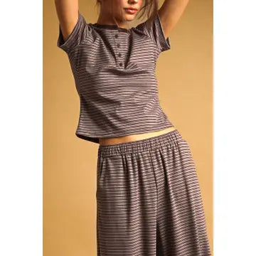 Double Striped Lounge Pants - Brown