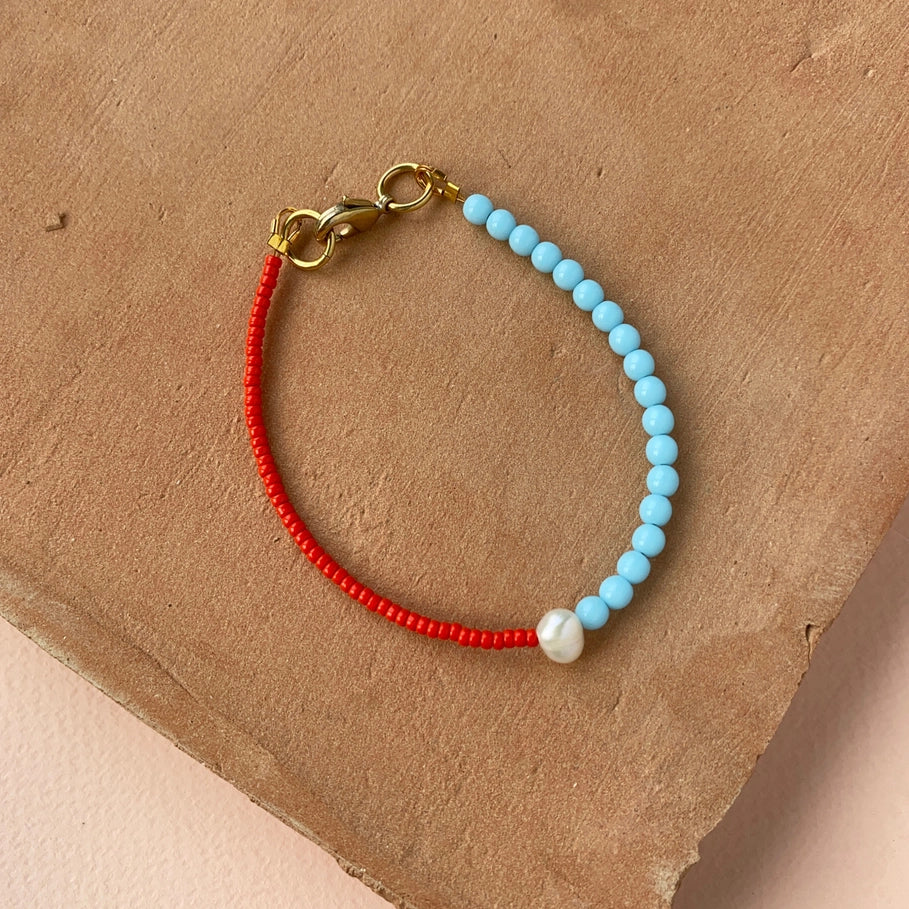 Two Tone Bracelet - Red & Turquiose