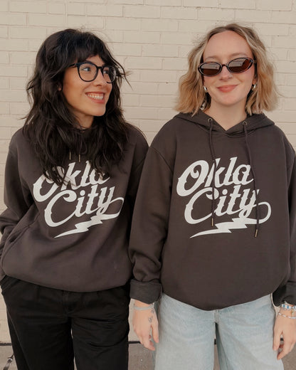 Okla City Bolt Hoodie - Charcoal Black